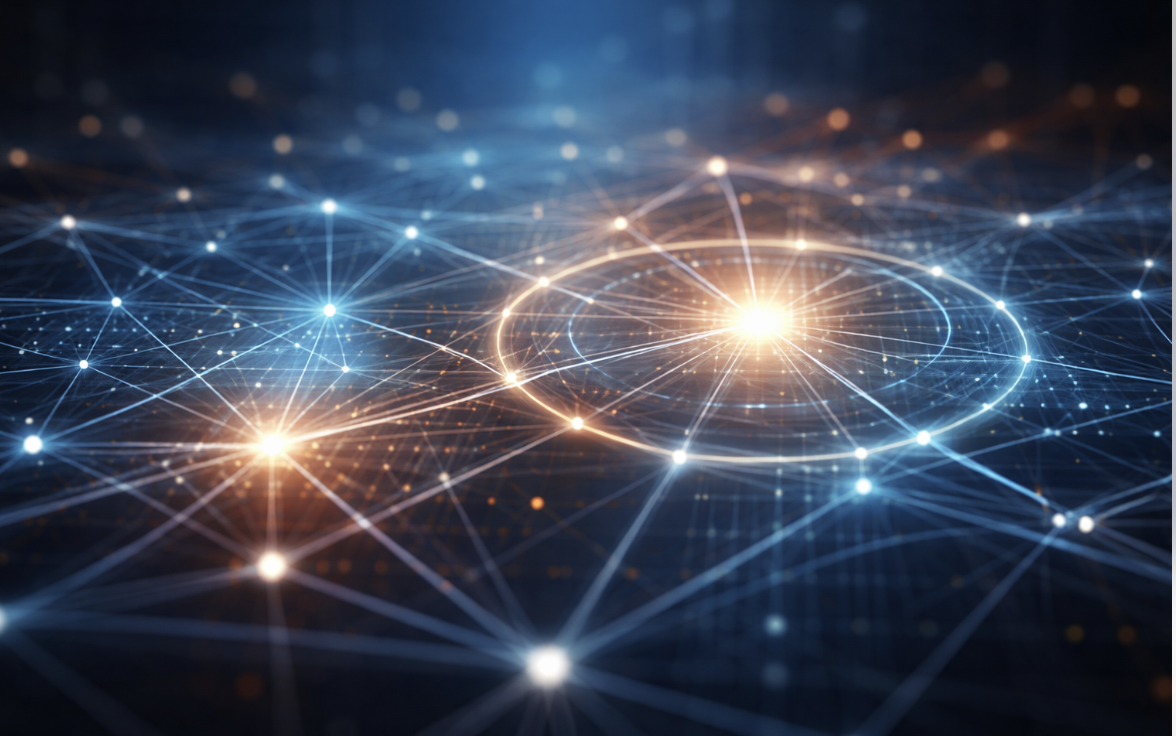 Abstract representation of evolving leadership systems and organizational alignment as complexity increases